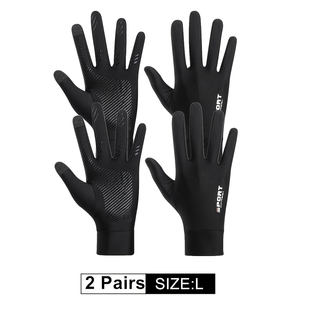 Lightweight Fabric Gloves - Breathable & Elastic Full Finger Design, Anti-slip Grip With Touchscreen Compatibility, Ideal For Outdoor Activities, Black & Gray