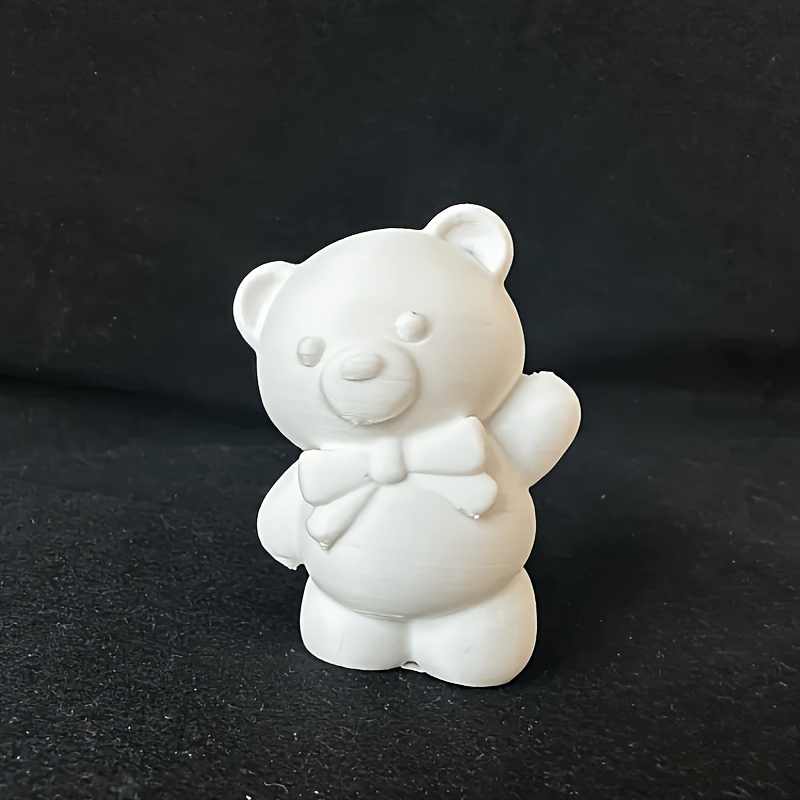 TEMU Minimalist Modern Bear Figurine Statue - Plastic Bear Sculpture Suitable For Desk Decor, Elegant Collectible Gift For Mother's Day, Valentine's,