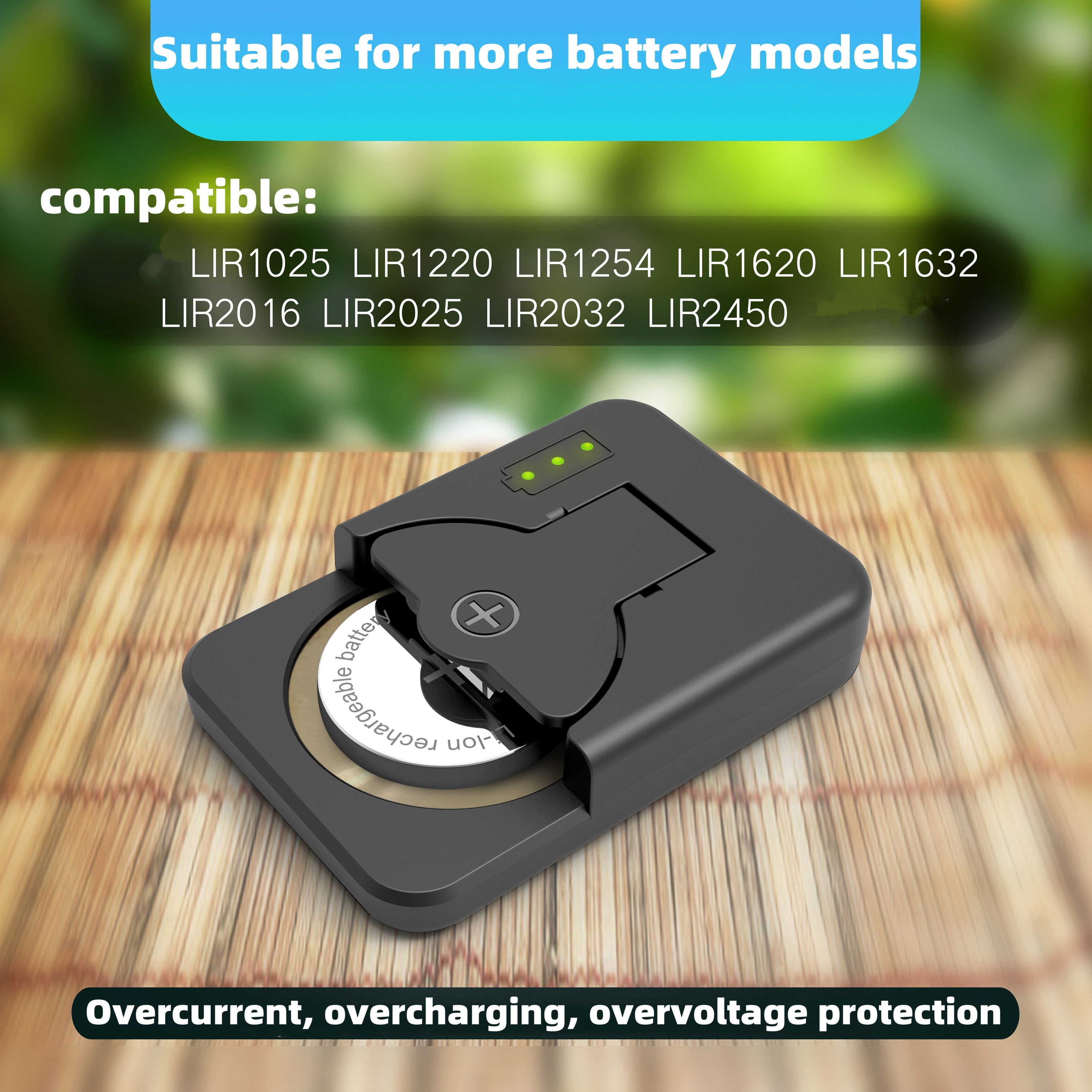 

Button Battery Charger For Lir1025 Lir1220 Lir1254 Lir1620 Lir2016 Lir2025 Lir2032 Lir2450 With Type-c Charging Interface Convenient Use Wide Application
