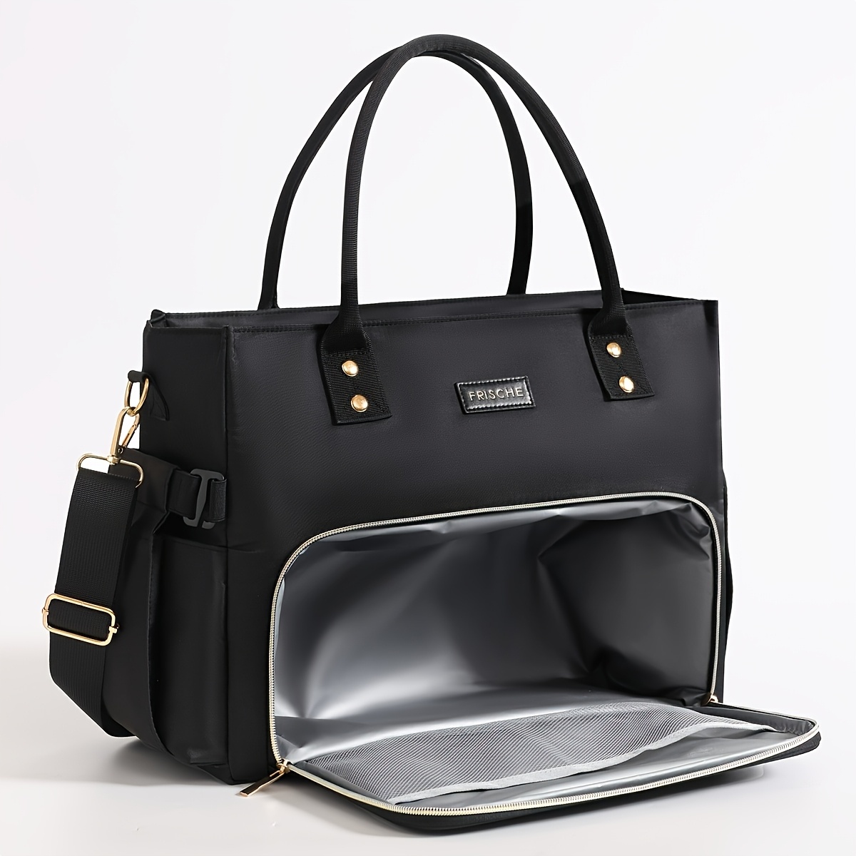 TEMU Double-layered Men's And Women's Fashionable Business Tote Bag, Multifunctional High-end Office Commuting Bag, Large Capacity Oxford Cloth