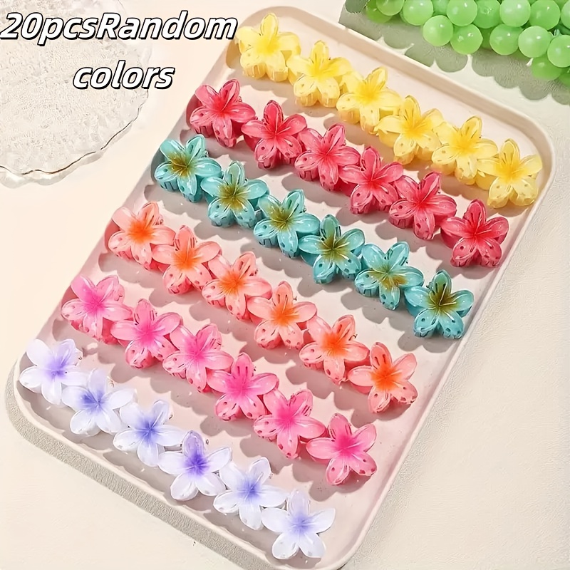 10/20pcs Mini Hair Clips, Colors Sent , 3cm/1.18in - Luxurious And Cute Plastic Floral Pattern Hair Accessory Set