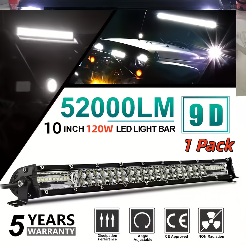 TEMU 1-2 Packs Of 10-inch Led Light Strips, Thin White Combined Beam Working Lights, Suitable For Vehicle Lighting In Cars, Campers, Off-road
