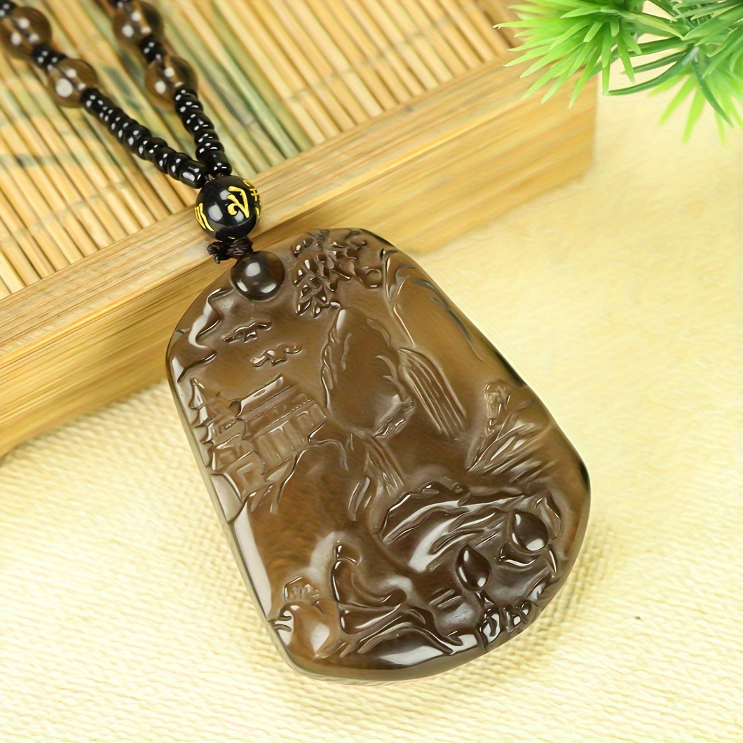 Natural Stone Ice Transparent Mountain Waterfall Pendant Necklace