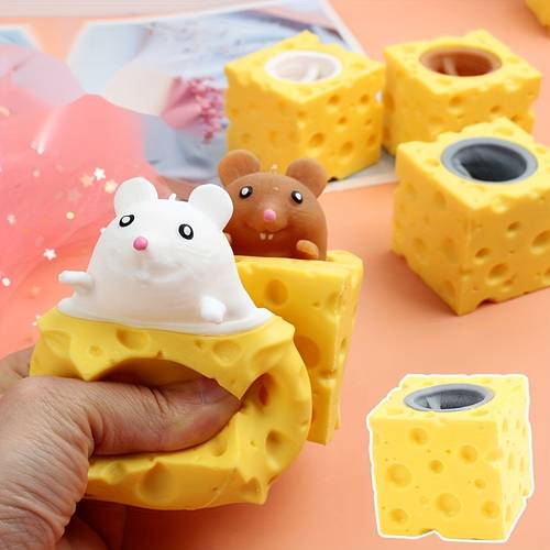 1pc stress relieving pet cheese mouse cheese fun stress ball vent squirrel cup prank toy fidget toys random color