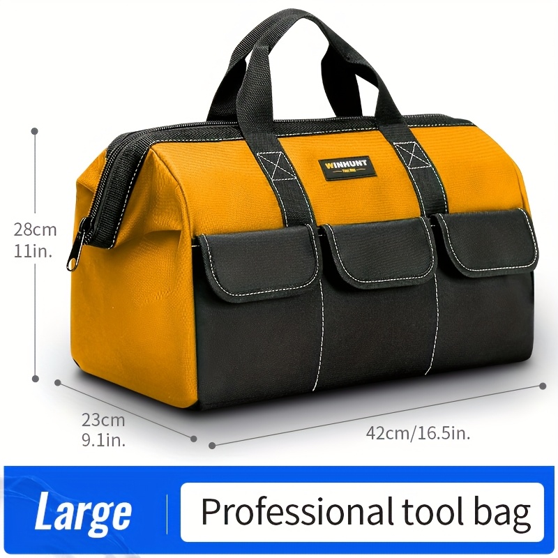 Image of Tool Bags, Mens Tool Tote, Heavy Duty Tool Bag Portable Wide Mouth Tool For Multifunctional Tools Electrician Carpenter Mechanic Home Use(yellow)