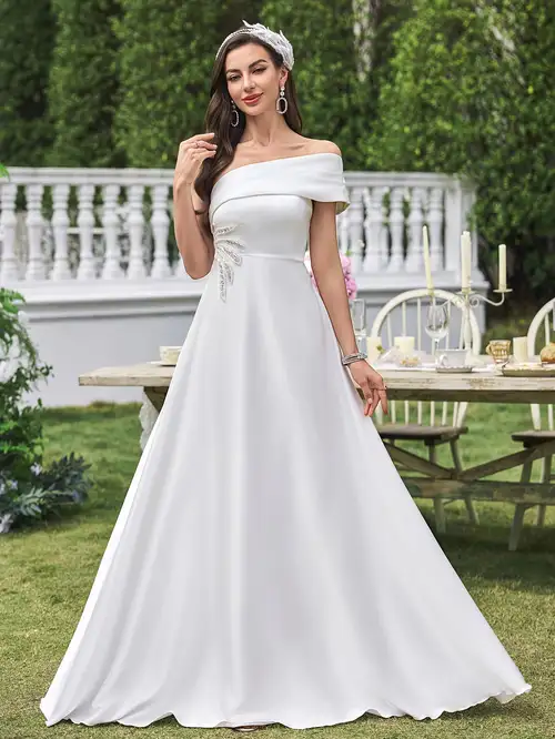 polyester wedding dress Long A-Line Bateau Neck Court Train Backless Dresses with Sleeves the highlight of this dress is the incredibly chic racer back Polyester gown? : r/weddingdress