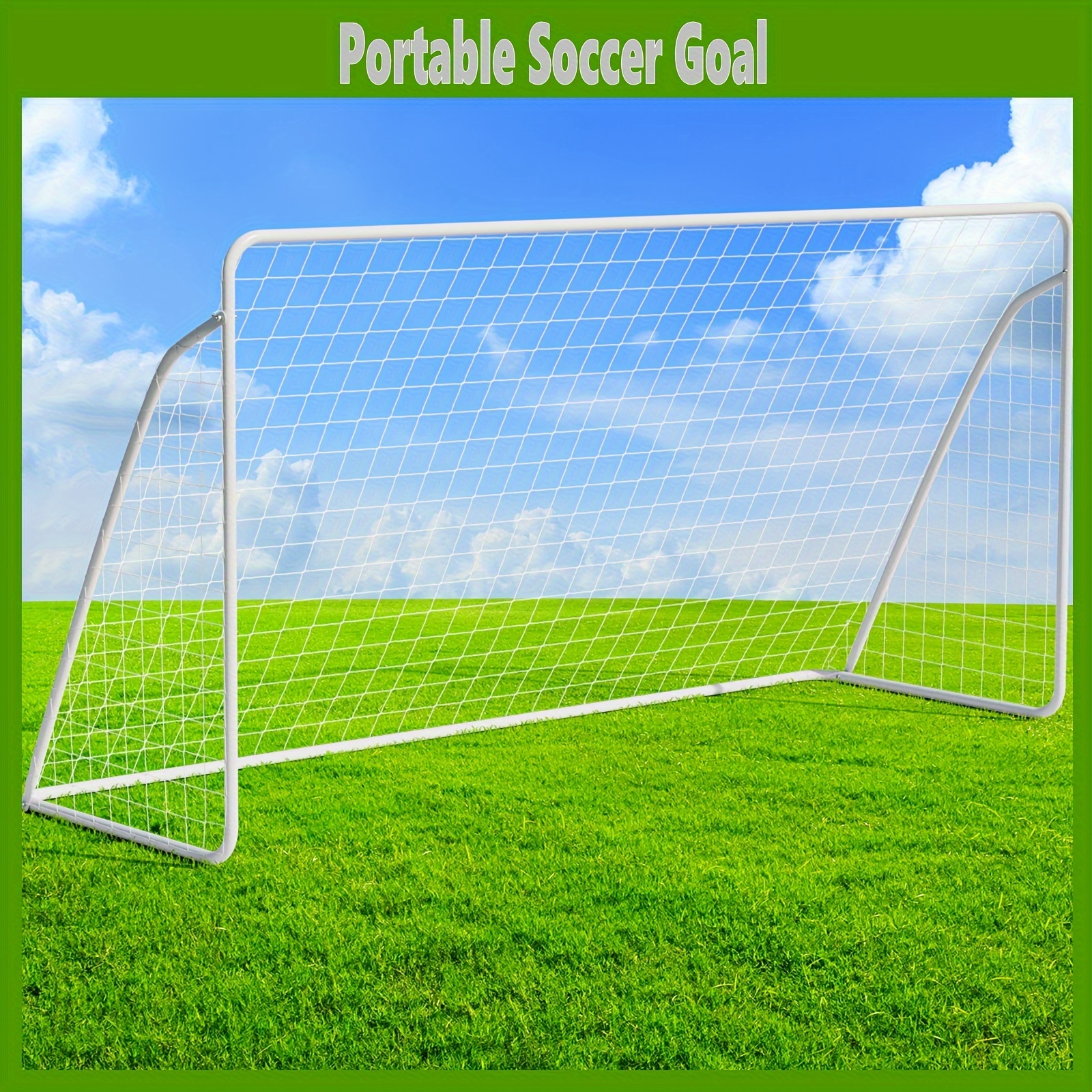 

12x6 Ft Portable Soccer Goal For Backyard, Net And Ground Stakes, Adult Soccer Goal With Heavy Duty , For Practice Training Aid Soccer Field Equipment(1 Pack), Perfect Gift For Halloween And Christmas