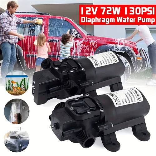 2 pack bomba de diafragma autocebante 12v presión, 130psi/6lpm con automático, material abs , para de autos, agua potable, pecera y uso agrícola, diseño compacto de 6.45 pulgadas