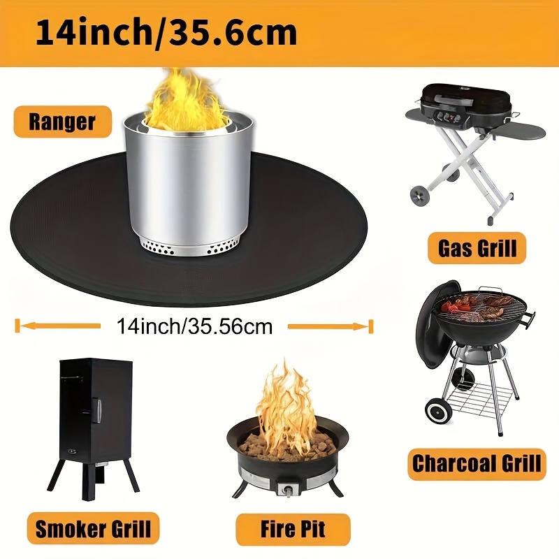 E-shop 11/14//24-Zoll kleine mittelgroße runde Grillrost-Unterlegmatte, Feuerstellenmatte, Backbleche, Feuerstellen, feuerfeste Bodenmatten, runde