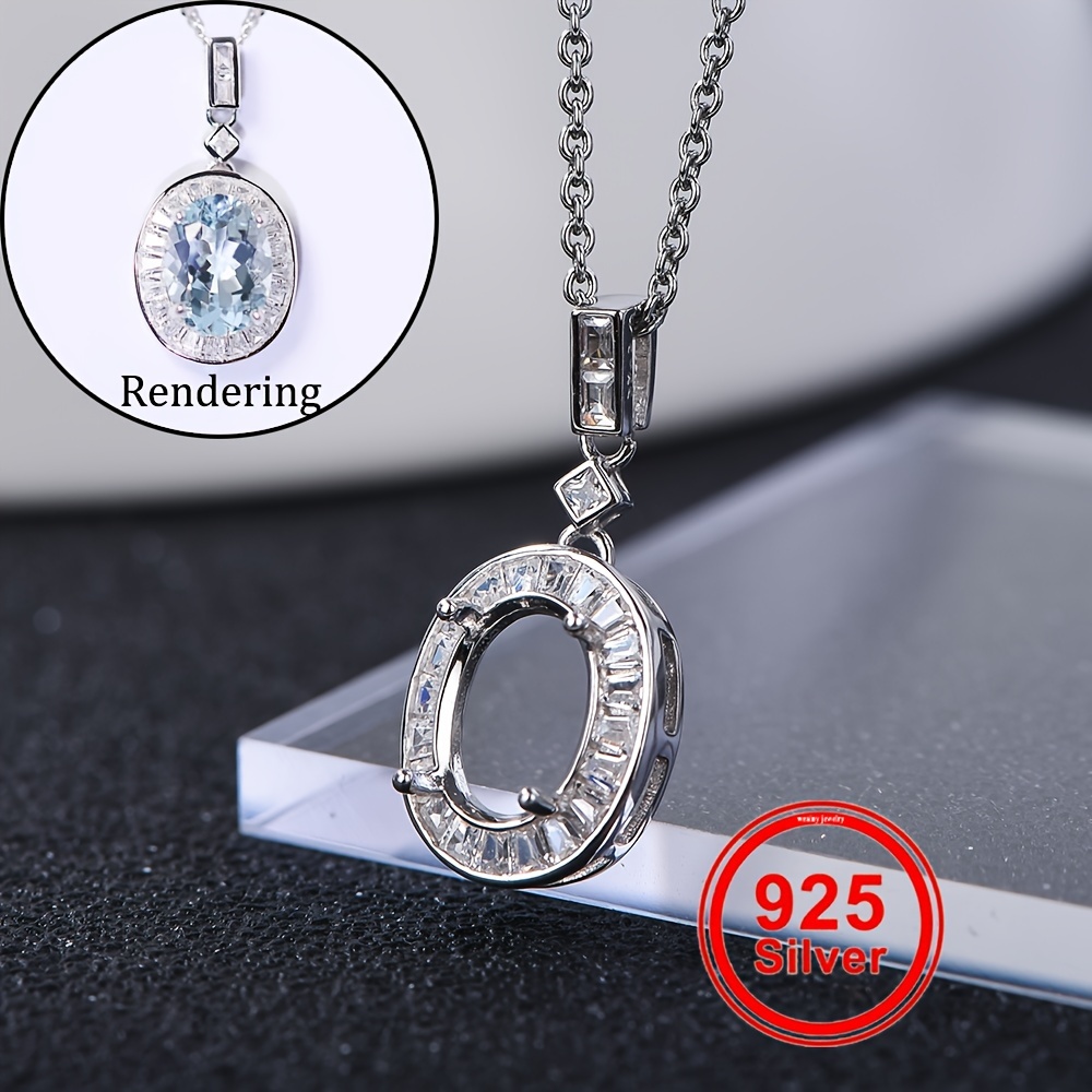 

Elegant 7x9mm Oval Pendant Setting, 925 Sterling Silvery With Four-claw Design - Crafting By Weatiapo