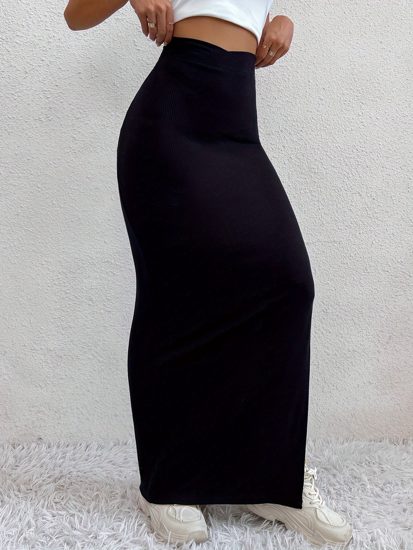 blue dress for baby girl Miriam Long Maxi Party Dress with Ruffled Skirt Black / Large main image 0