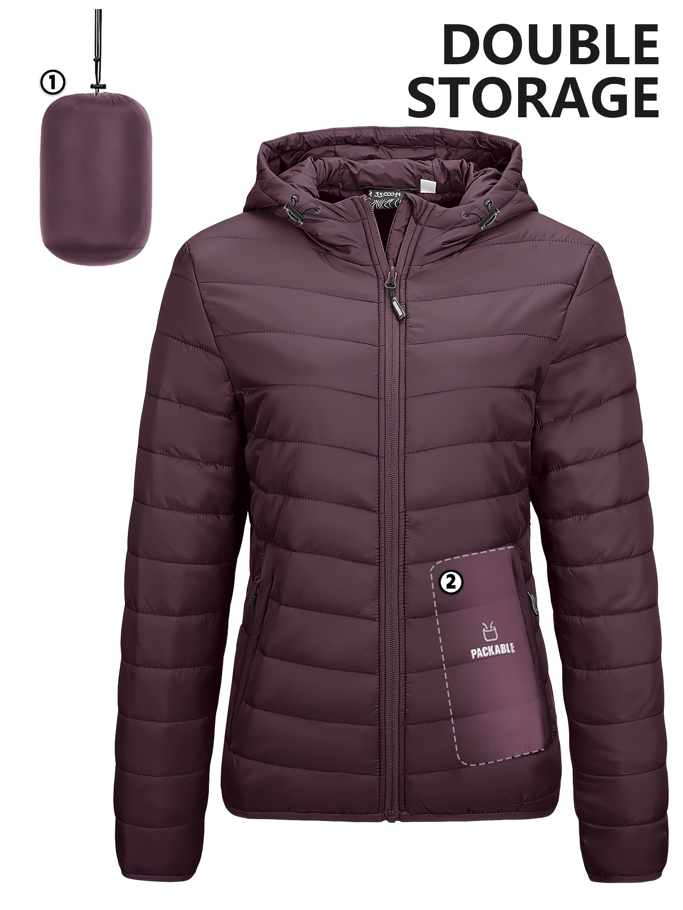 Outdoor Ventures Women's Packable Lightweight Full-Zip Puffer Jacket with  Hood Quilted Winter Coat : : Clothing, Shoes & Accessories