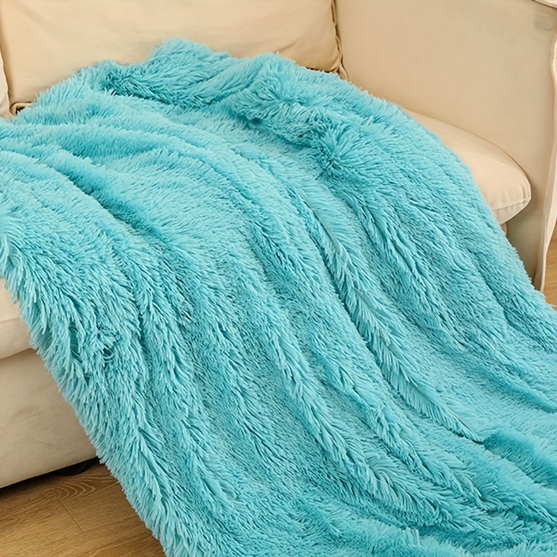 TEMU Long Plush Sofa Throw Blanket, Thickened Warm Nap Blanket For Autumn And Winter, Photography Studio Prop, Bay Window Decorative Blanket