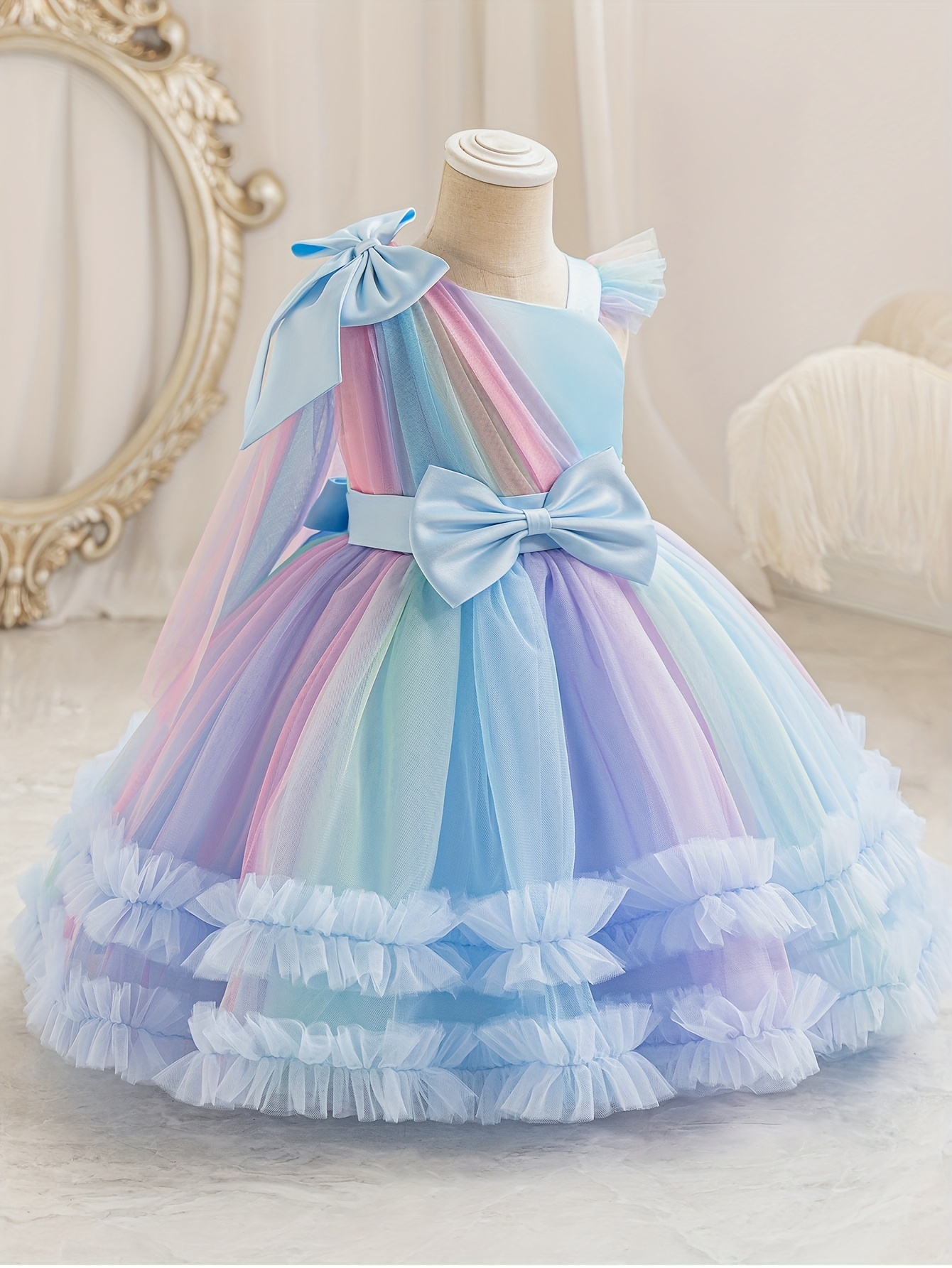 elegant girls rainbow princess dress ballet skirt sleeveless - Temu