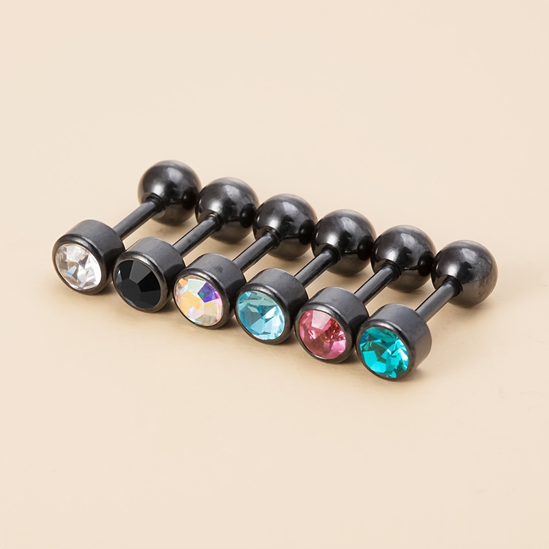 E-shop 6er-Set Knorpel Ohrstecker Ohrlöcher Tragus Helix Barbell Edelstahl Ohrstecker Bar Body Schmuck