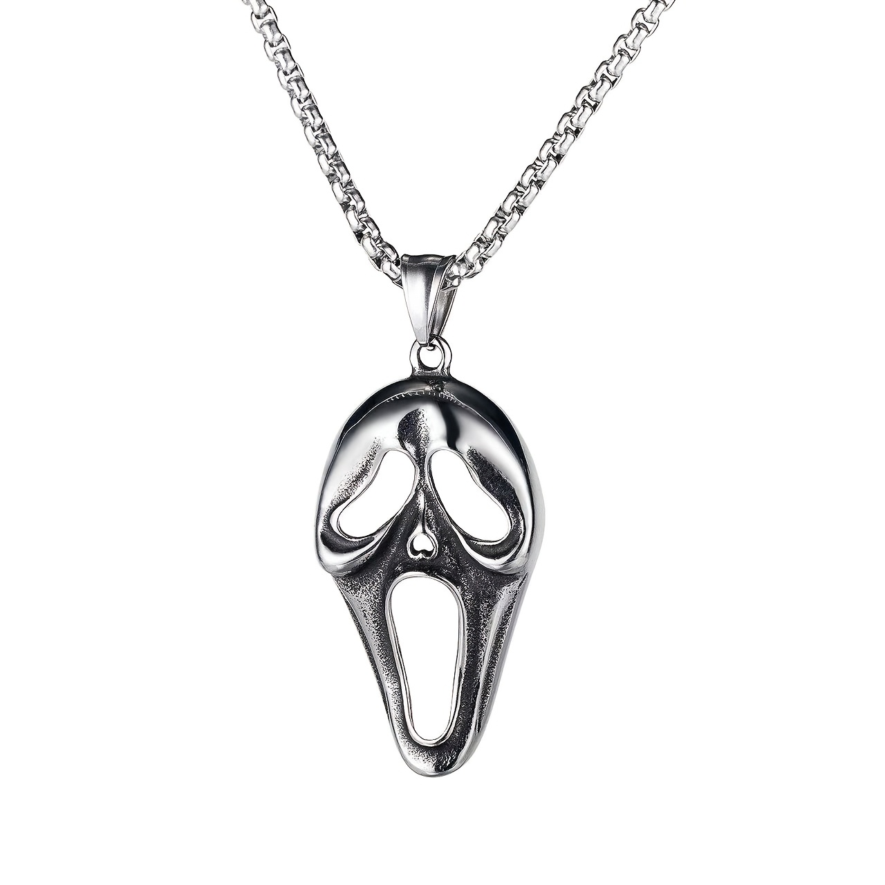 TEMU Collier Hurleur - Pendentif en Acier Inoxydable 304 304, Cadeau d'Halloween, Collier Pendentif pour Homme, Collier d'Halloween pour Homme