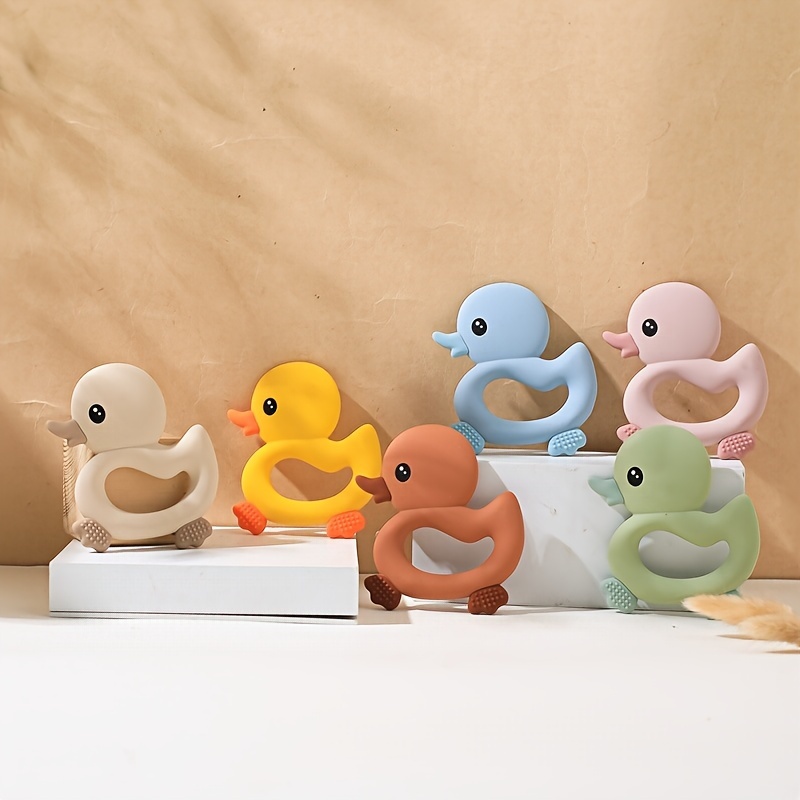 duck shaped silicone teething toy for   boilable   perfect gift for christmas halloween thanksgiving details 0