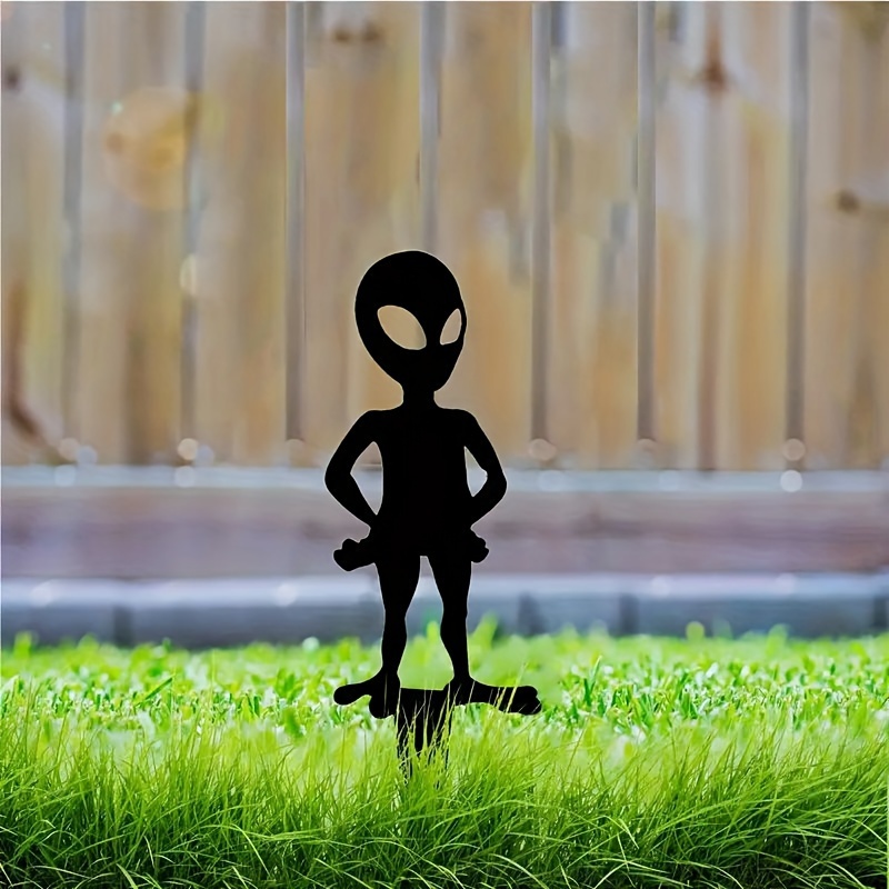 

Abstract Alien Silhouette Garden Stake, Father's Day Metal Outdoor Home Decor, Lawn Art For Yard, Patio, Flowerbed, Fence - Durable Floor Mount Sculpture, No Battery Or Electricity Needed
