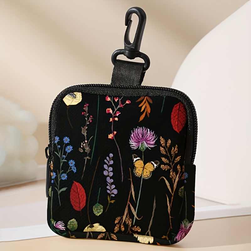 Flower And Print Pattern Large Capacity Digital Printing Storage Bag Headphone Storage Bag, Multifunctional Holder