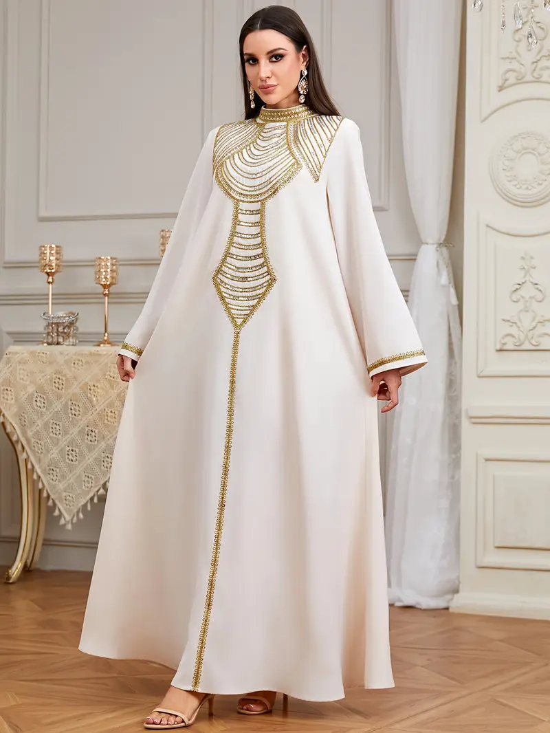 an elegant long kaftan dress women featuring golden - Temu Germany an elegant long kaftan dress women featuring golden - Temu Germany