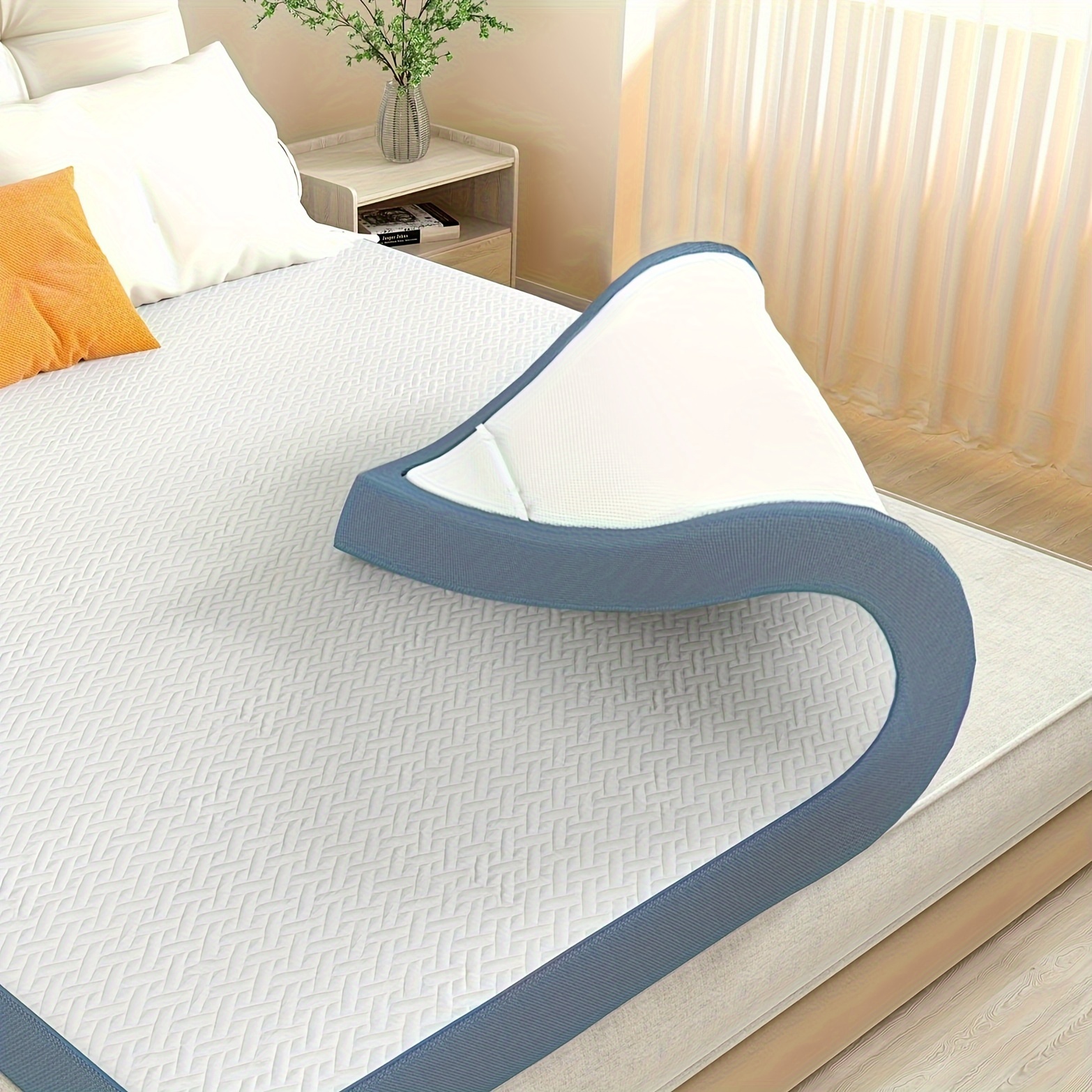 TEMU 4 Inch Mattress Topper White Memory Foam Mattress Extra Firm Cooling Pad, Medium Support For Twin/twin Xl/full/queen/king Size Bed