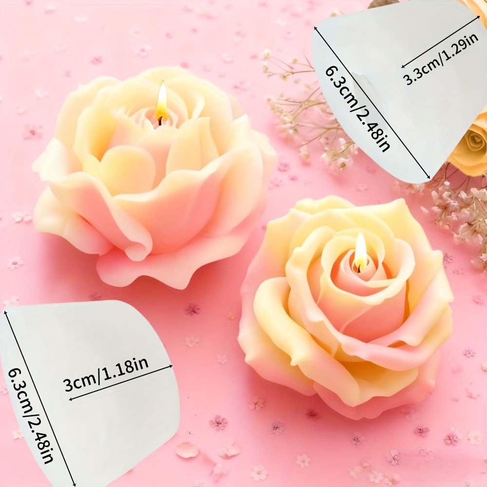 E-shop 2 Stück Kerzenform-Set, Romantische 3D-Rosen-Silikonform – Wiederverwendbare Hochwertige Blumenform, Geeignet für Duftwachs, Handgemachte Seife,