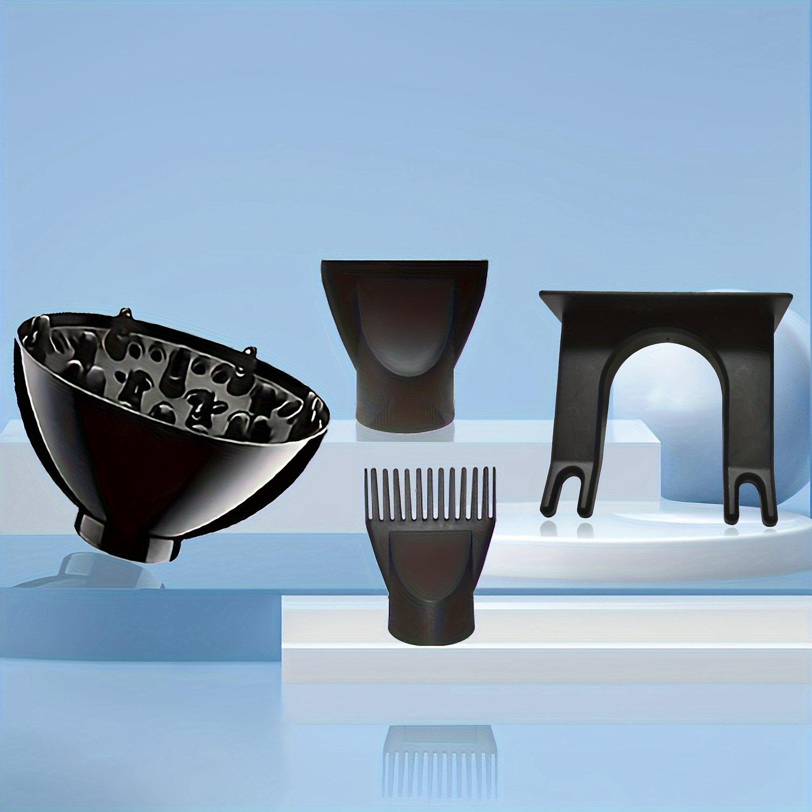 

Dryer Accessories: Suitable For Any Hairstyle - Smooth Nozzle, Shelf, And More - No Drill Holes Required - Battery-free