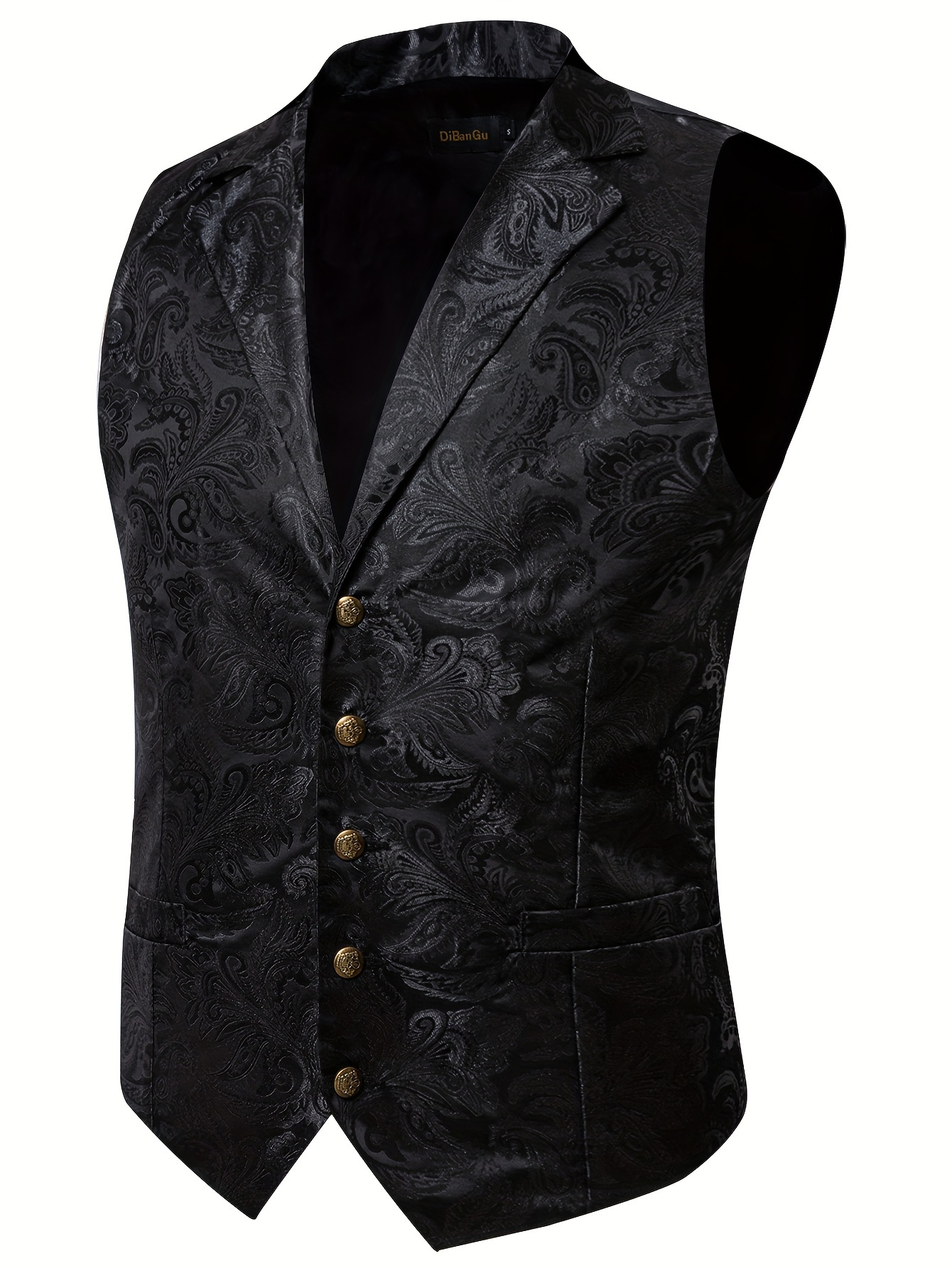 Ensemble Gilet Homme Paisley Enlision - Gilet Floral Jacquard + Cravate + Pochette - Pour Mariage Et Cérémonie