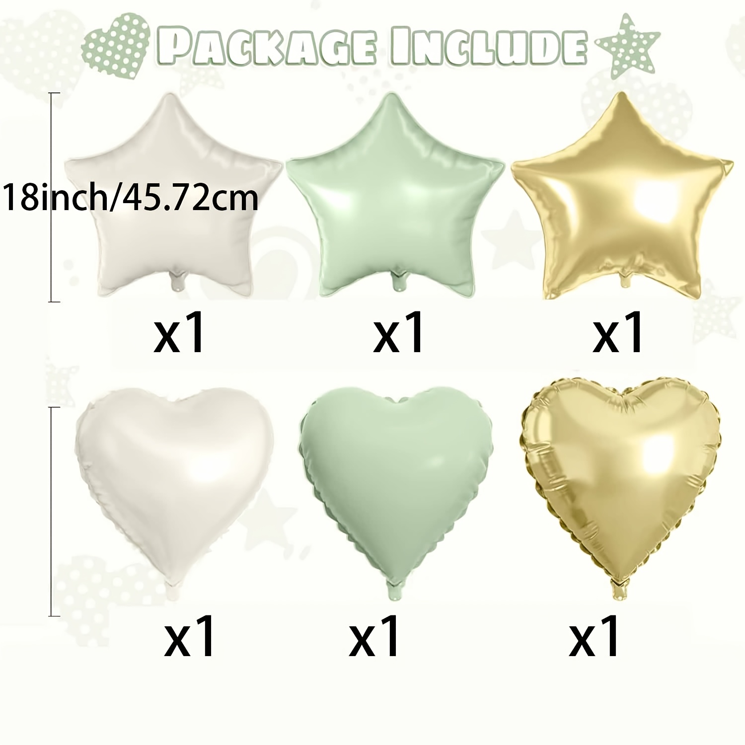 Image of Heart Balloons, 6pcs Sage Green Balloons, 18 Inch Heart Shaped Balloon And Balloon For Boys Girls Shower Birthday Bridal Shower Wedding Anniversary Graduation Party Decoration