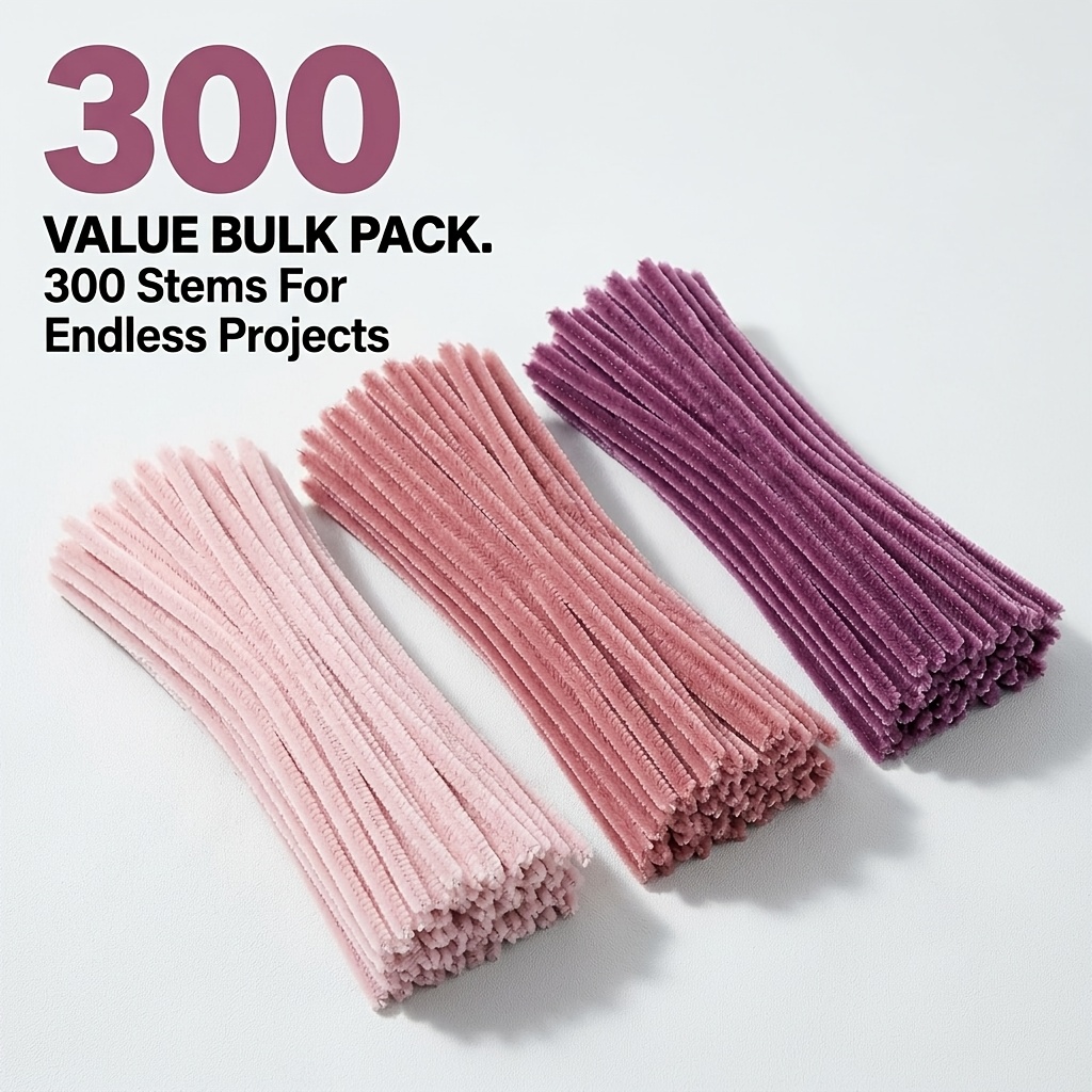 TEMU 300pcs Purple Gradient Tricolor Tassel Sticks Craft Material Set, Including Light Taro Purple, Mung Bean Purple, And Deep Purple, 300pcs Total,