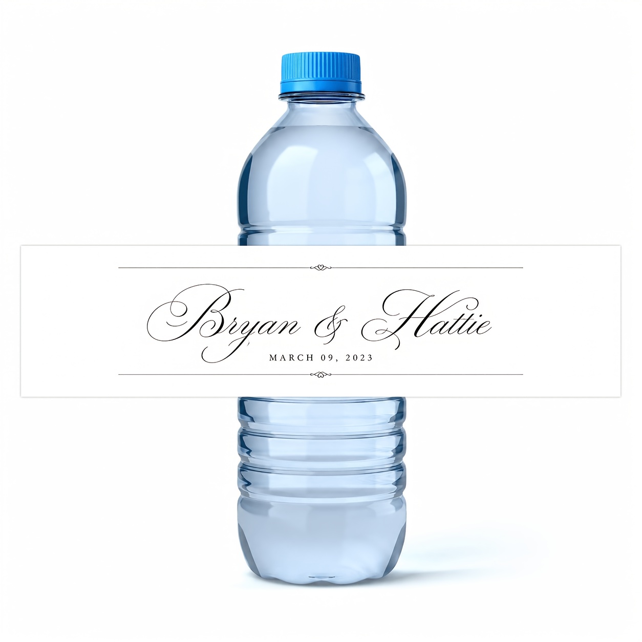 TEMU Étiquettes de bouteille d'eau personnalisées pour mariage, et date personnalisés, autocollants de 8 x 2 pouces pour bouteilles, étiquettes de
