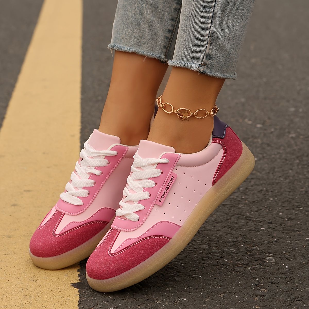 Zapatillas de Moda Casual para Mujer Zapatos Bajos con Cordones,  Calzado para