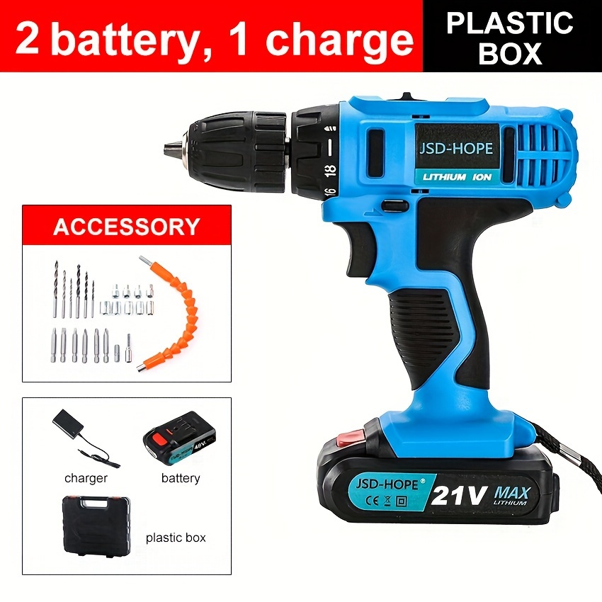 TEMU Handheld Electric Drill Impact Drill To Household Brushless Drill Lithium Battery Tool Multifunctional Electric Hammer Rechargeable Electric