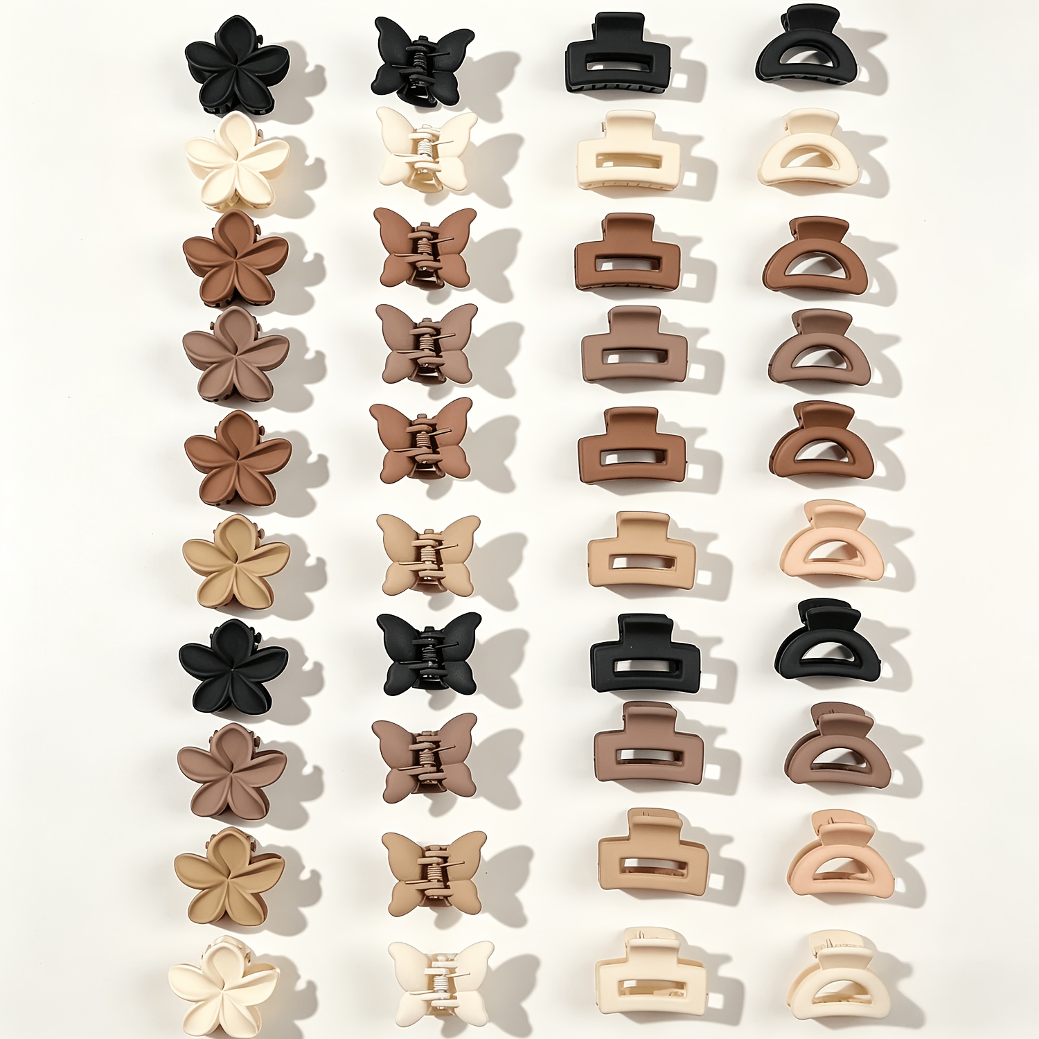 TEMU 40pcs Of Matte Beige Mini Daisy, -shaped, Square And Semi-circular Small Hair Clips, Suitable For Braiding, Bangs, Princess Hairstyles, Women's