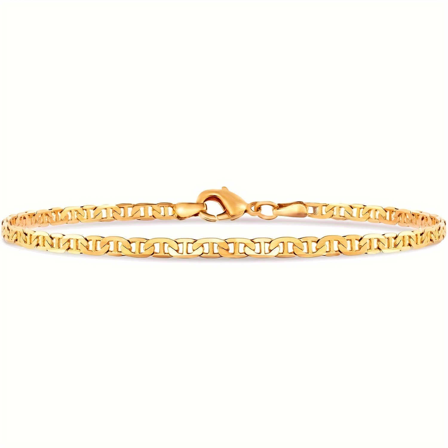 TEMU Golden Anklet For Women Flat Mariner Anklet Plated Flat Marina Link Anklet For Women - Made In Brazil