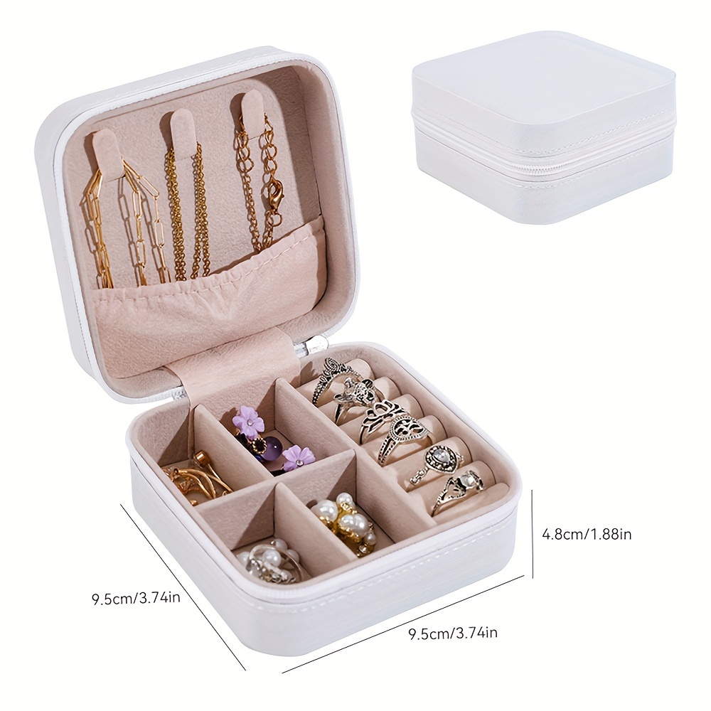 TEMU Trousse de voyage portable pour bijoux - Mini organisateur pour , boucles d'oreilles et bagues - Boîte anti-enchevêtrement pour femmes