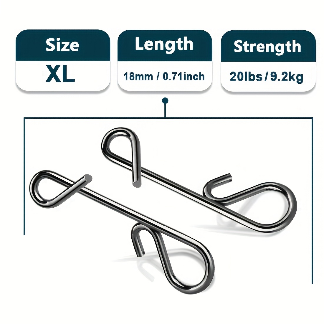 Image of 9km 50pcs Heavy-duty Stainless Steel Fishing Snap Connectors - Knotless Snap Hooks, Saltwater Fishing Lure Clips, For Saltwater, Freshwater, Ice Fishing