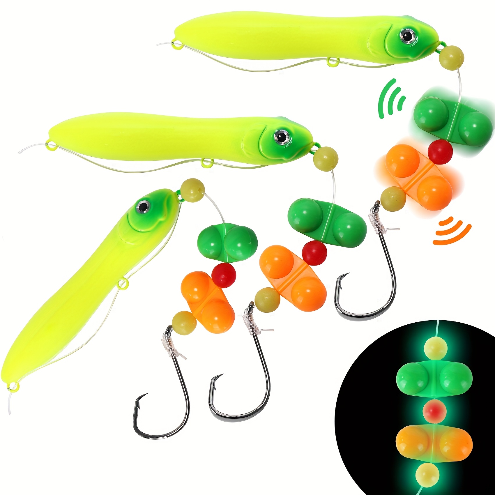 TEMU 3pcs Catfish Rigs - Rig With Floats & 30cm Pre-tied 80lb Leader For Lake, River & Bank Fishing -heavy-duty Trophy Catfish Rig