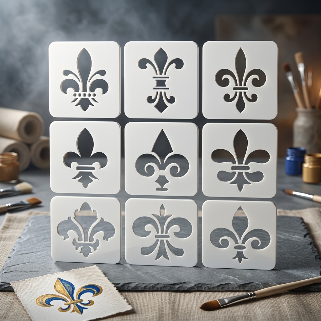 TEMU 9pcs Reusable Mylar Stencils Suitable For Painting On Wood, Fabric, Wall - Templates With Patterns, Diy Crafts, Home Decor, Suitable For