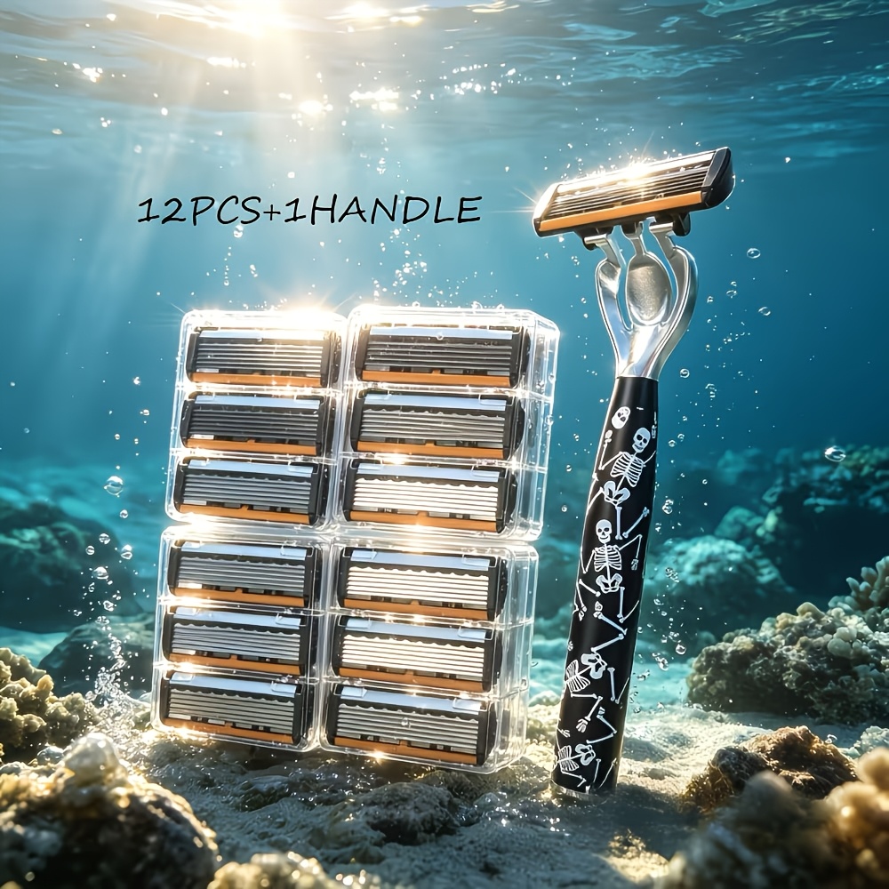 Image of Unisex, Fully Washable, One-button Blade Replacement, Smooth Shaving, Set Includes 12pcs Replacement , Essential, Gift - Manual Shaver
