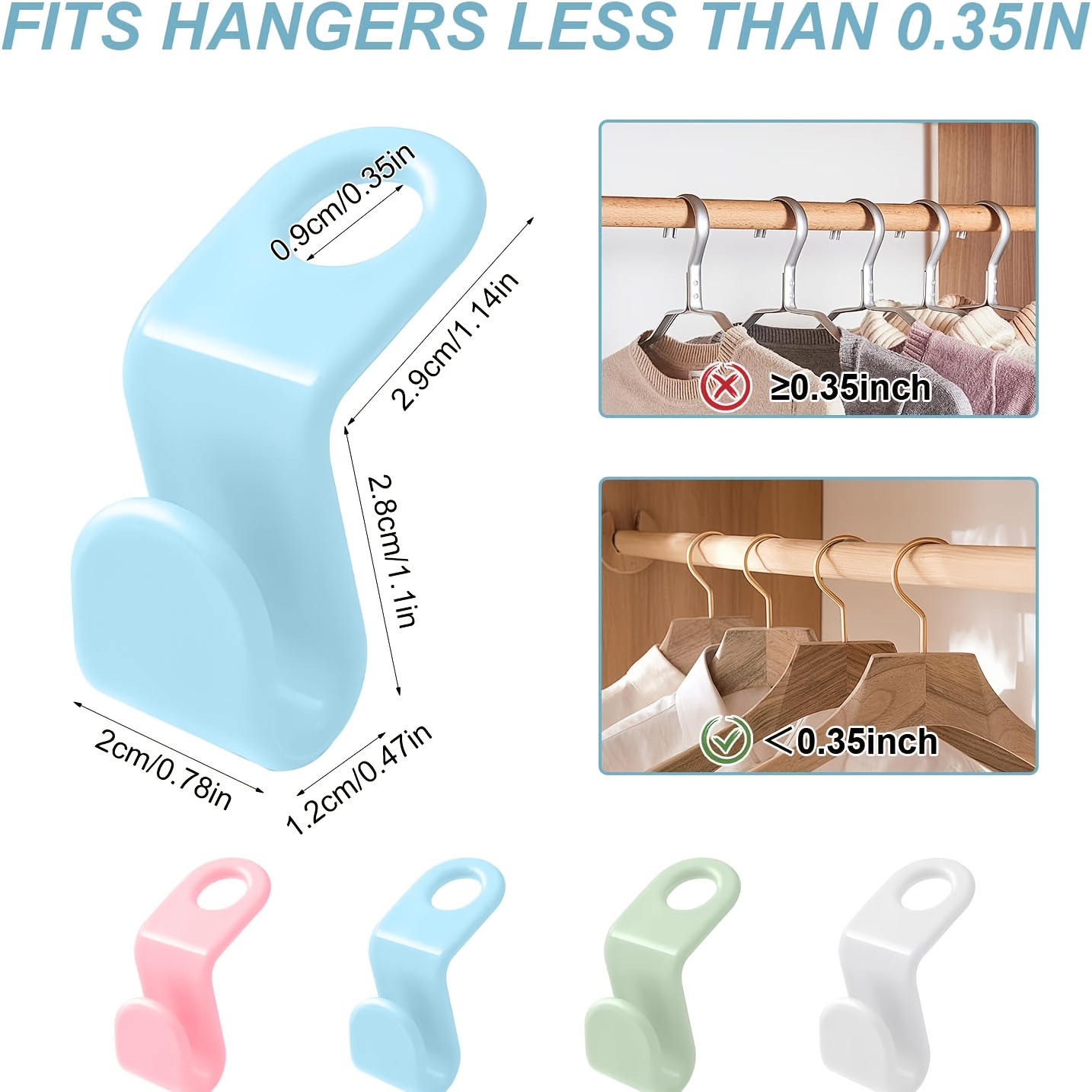 12/24pcs Space-Saving Hanger Clothes Attachment Hooks