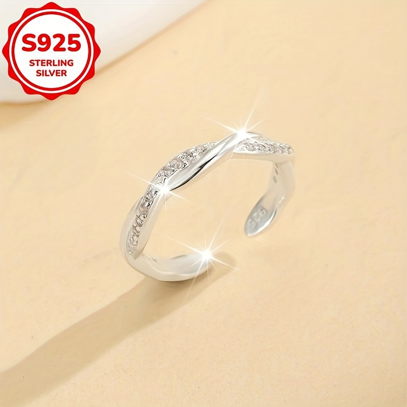 S925 Silver Wavy Cross Open Toe Ring, Summer Accessory