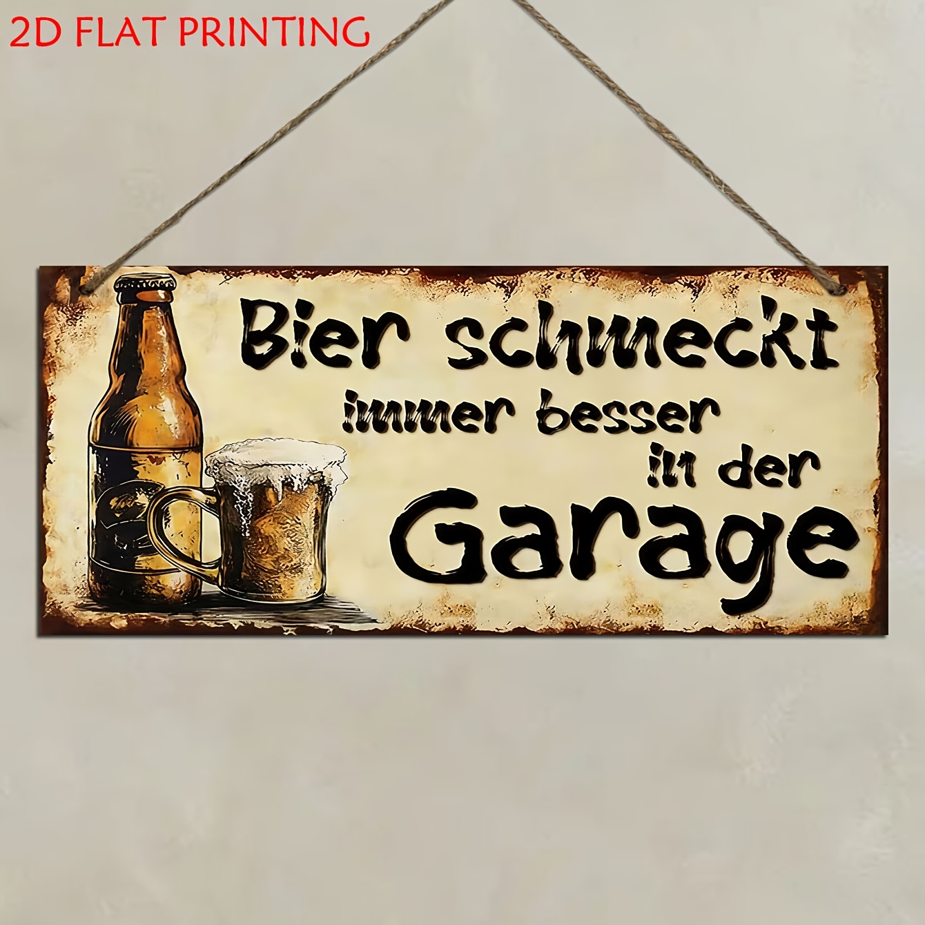 TEMU 2D Flache Retro Deutsche Bier Wanddeko - Nostalgisches Bierschild, Geeignet für , Bar und Garagen Dekoration, Künstliche Hänge Deko mit Deutsch