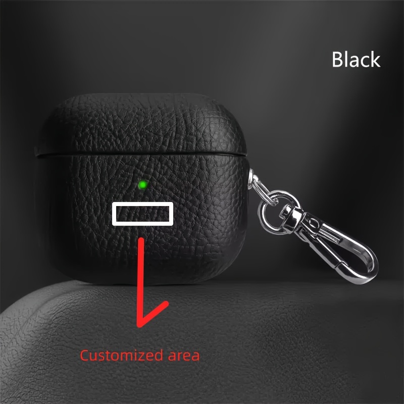 Personalized Initials Letters Customize Earphone Diy Soft Cover For Airpods 1 2 3 Pro 2 Luxury Lychee Skin Pattern With Keychain
