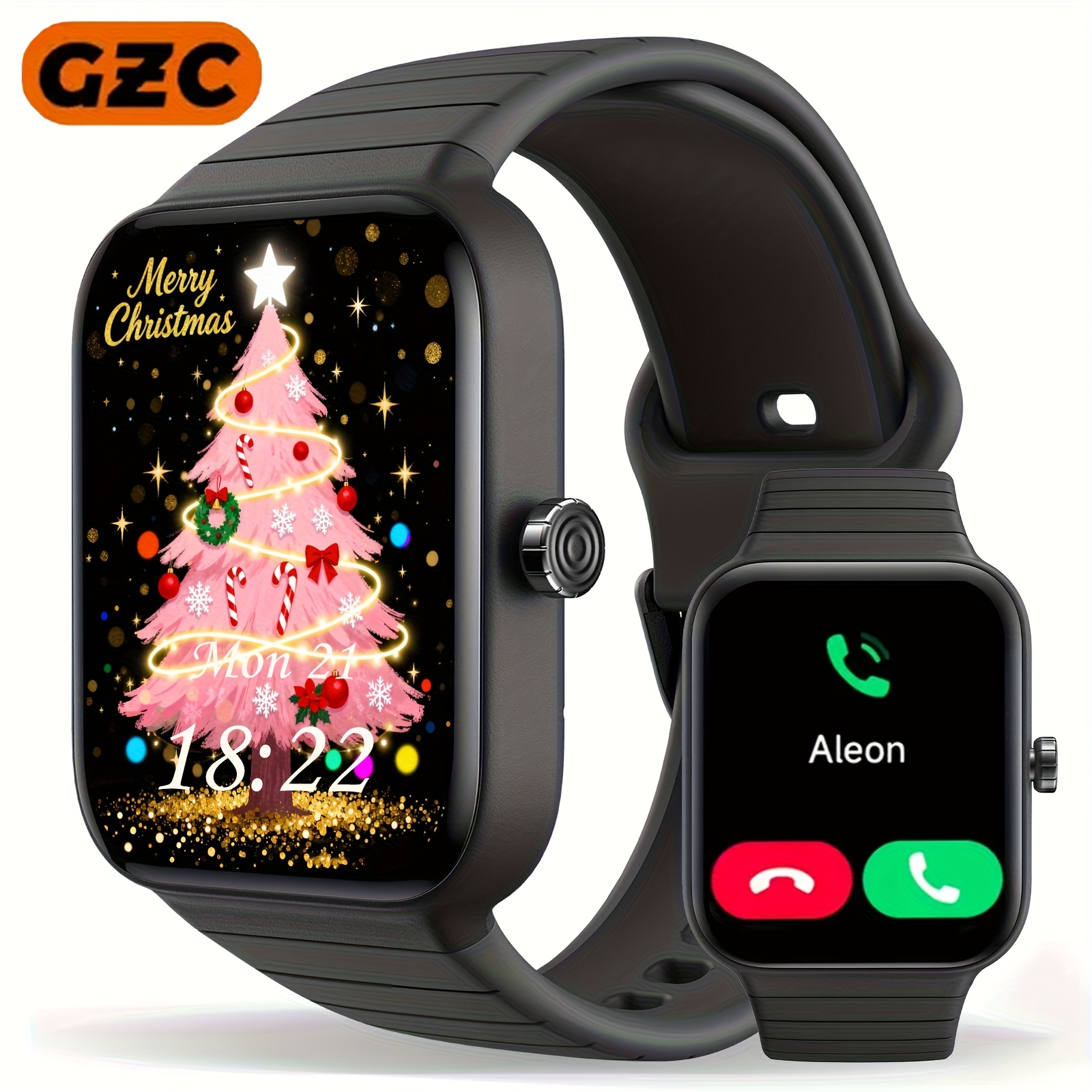 TEMU Montre Connectée GZC pour Homme et Femme, Écran HD 1,8", 100 Modes Sportifs, Compatible avec Android et Apple. Notifications d'Appels et de