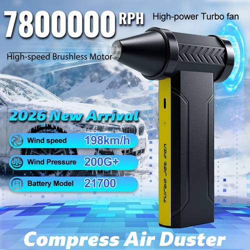 130000rpm portable turbo fan featuring high speed airflow rechargeable 2 5000mah usb battery for cooling car computer keyboard snow cleaning outdoor camping bbq 130km h 2025 new compressed air duster