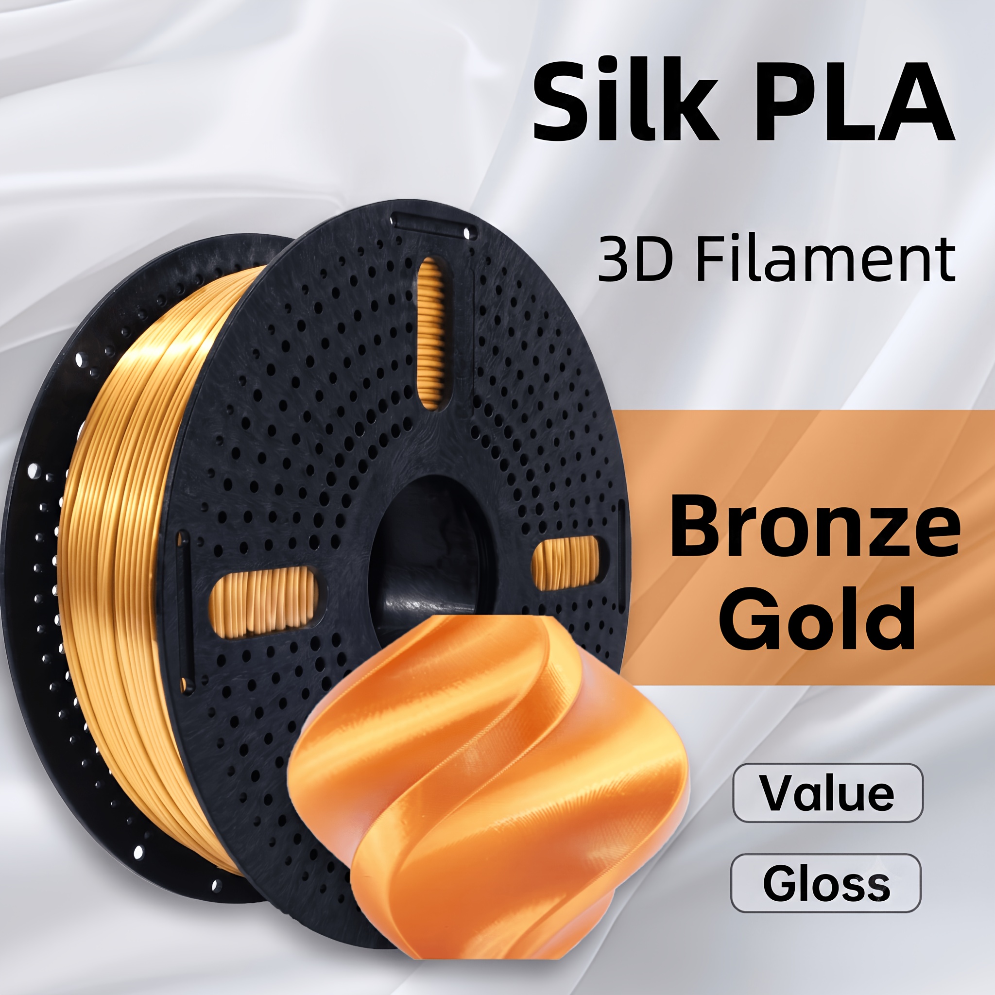 2kg (4.4lb) Metallic Golden Pla Filament 1.75mm, Shiny 3d Printer Filament, Smooth Feeding And Good Layer For Fdm Printers
