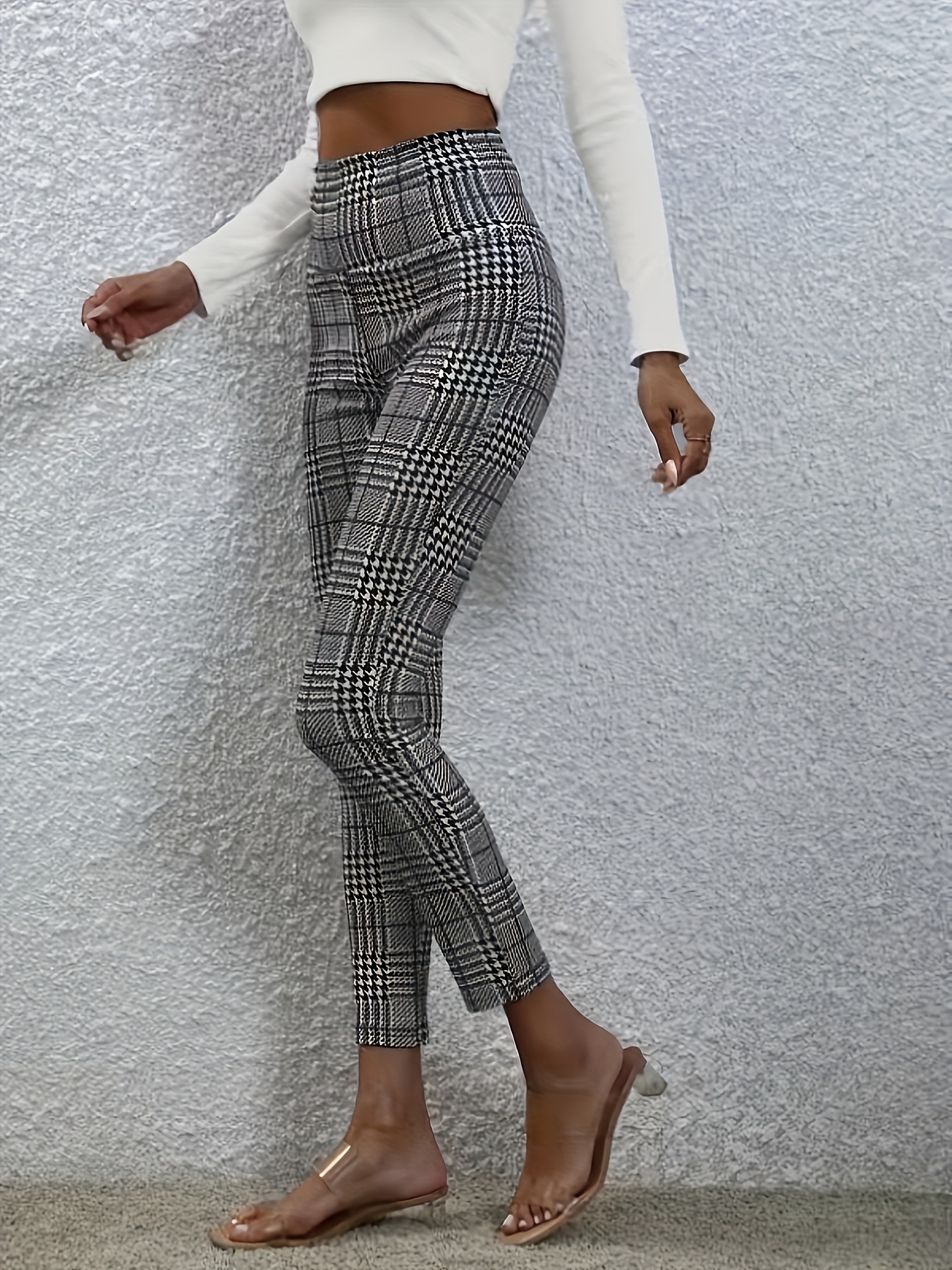 pantalones elegantes cuadros pata mujer pantalones Temu Spain