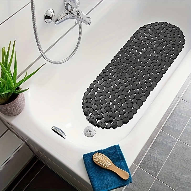 

Pebble-inspired Non-slip Pvc Bath Mat With Suction Cups - Perfect For Bathtub & Shower, Hand Wash Only