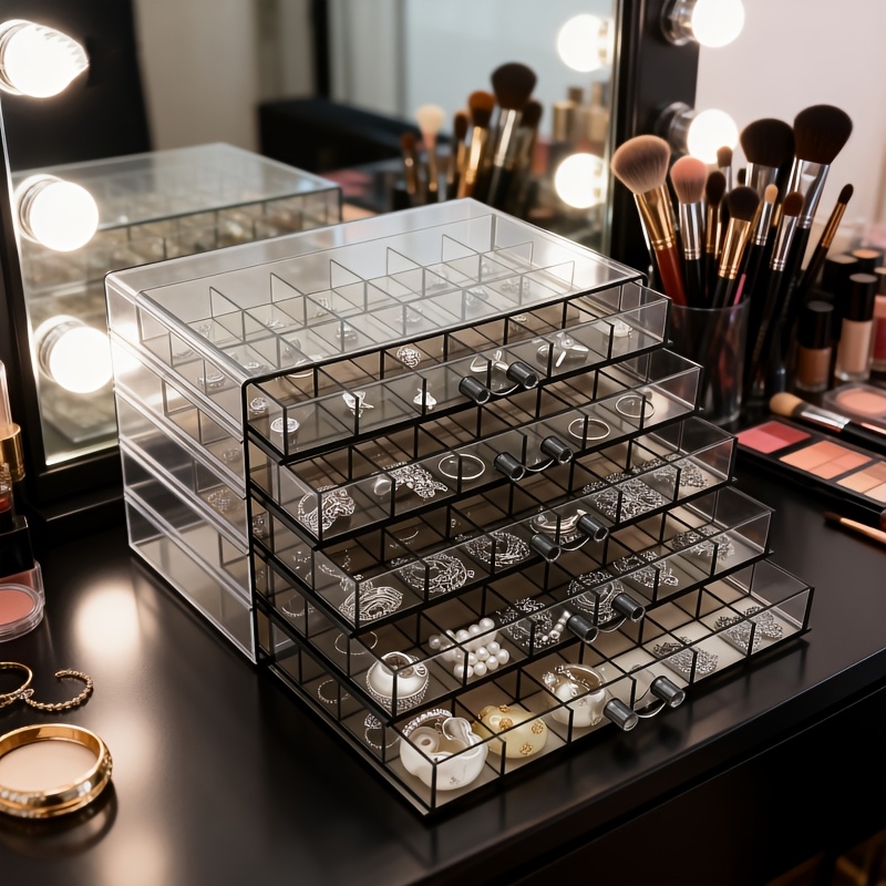 TEMU 72/120 Layered Jewelry Storage Boxes, Fashionable Acrylic Jewelry Storage Boxes, Suitable For Storing Earrings, Necklaces, Bracelets, Rings,
